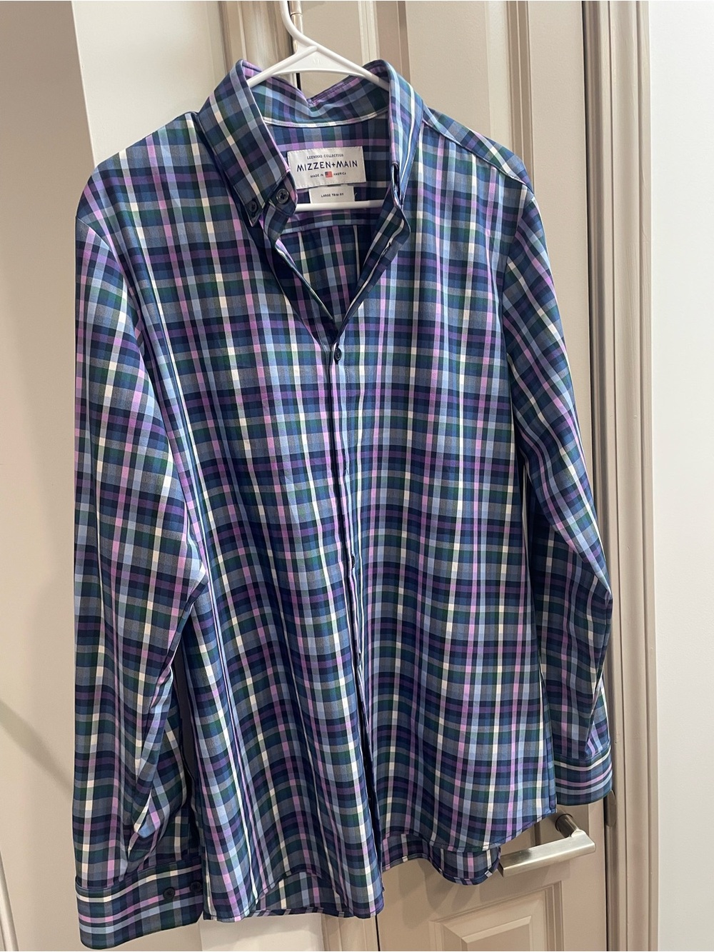 Mizzen+Main Plaid Button-Down Shirt in Blue, Purple & Green